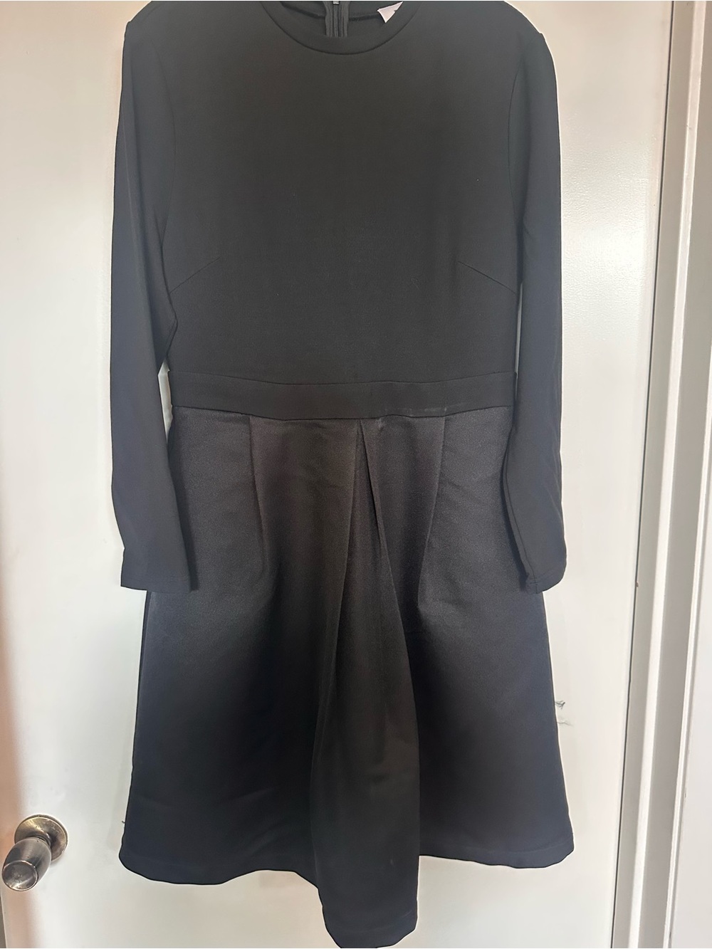 Women's Black Long-Sleeve Fit & Flare Dress